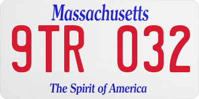 MA license plate 9TR032