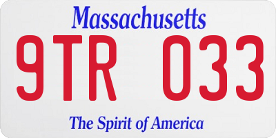 MA license plate 9TR033