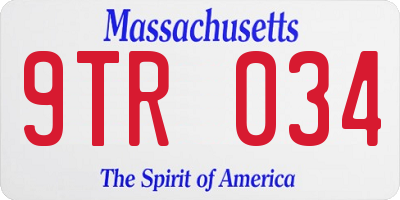 MA license plate 9TR034