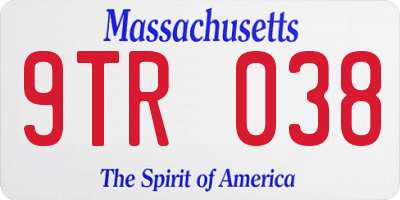 MA license plate 9TR038