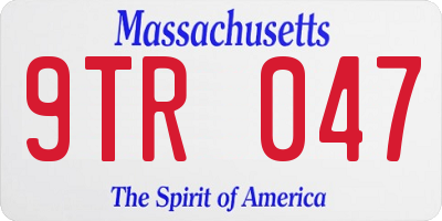 MA license plate 9TR047