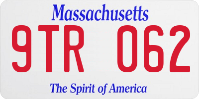 MA license plate 9TR062
