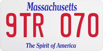 MA license plate 9TR070