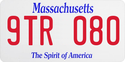 MA license plate 9TR080