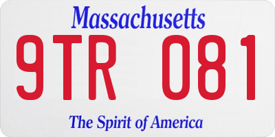 MA license plate 9TR081