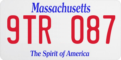 MA license plate 9TR087