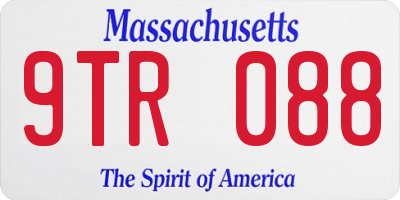 MA license plate 9TR088