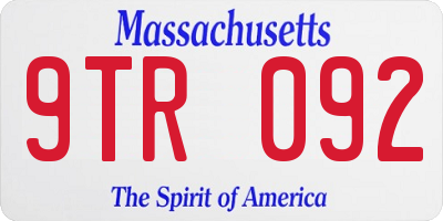 MA license plate 9TR092