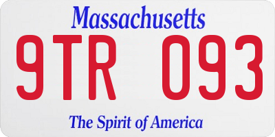 MA license plate 9TR093