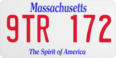 MA license plate 9TR172