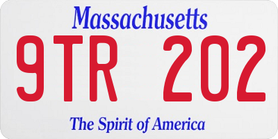 MA license plate 9TR202