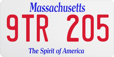 MA license plate 9TR205