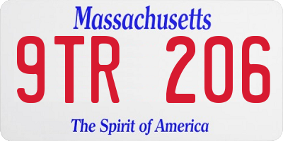 MA license plate 9TR206