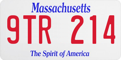 MA license plate 9TR214
