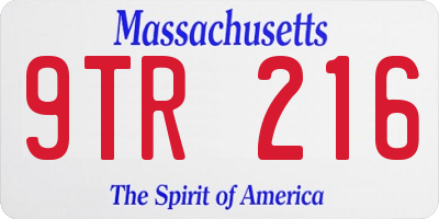 MA license plate 9TR216