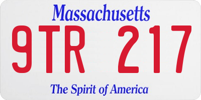 MA license plate 9TR217
