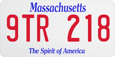 MA license plate 9TR218