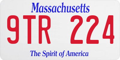 MA license plate 9TR224