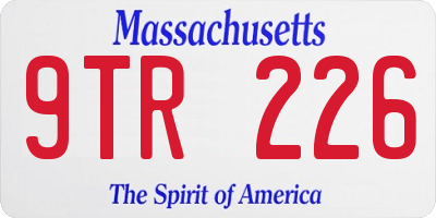 MA license plate 9TR226