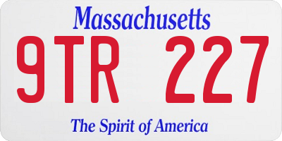 MA license plate 9TR227