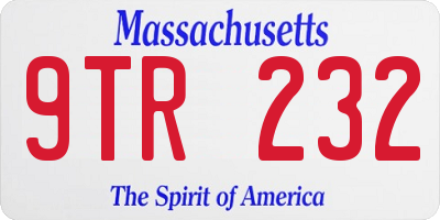 MA license plate 9TR232