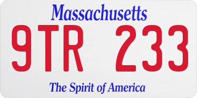MA license plate 9TR233