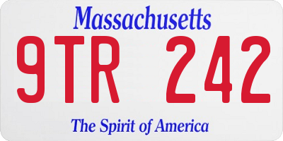 MA license plate 9TR242