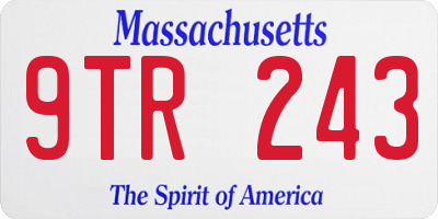MA license plate 9TR243