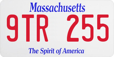 MA license plate 9TR255