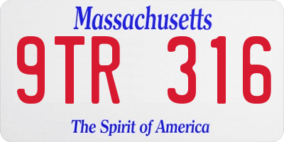 MA license plate 9TR316