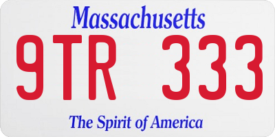 MA license plate 9TR333