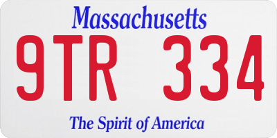 MA license plate 9TR334