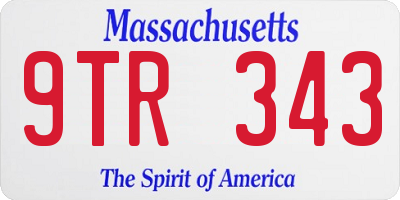 MA license plate 9TR343
