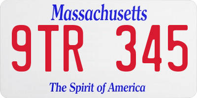MA license plate 9TR345
