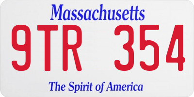 MA license plate 9TR354
