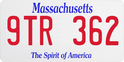 MA license plate 9TR362
