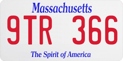 MA license plate 9TR366