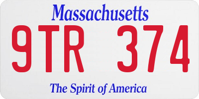 MA license plate 9TR374