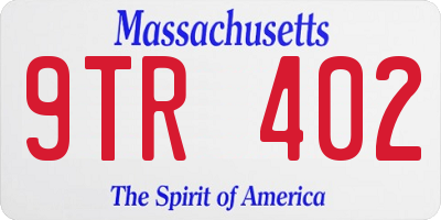MA license plate 9TR402
