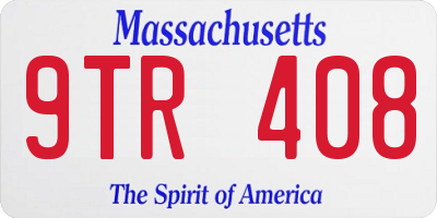 MA license plate 9TR408