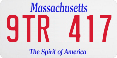 MA license plate 9TR417