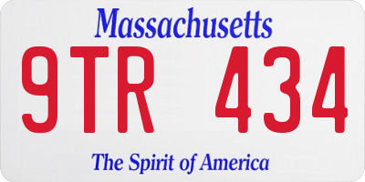 MA license plate 9TR434