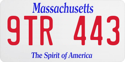 MA license plate 9TR443