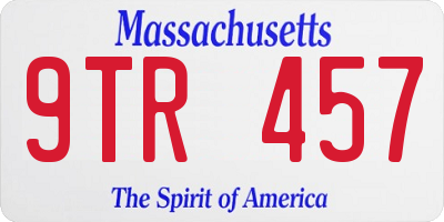 MA license plate 9TR457