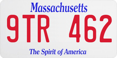 MA license plate 9TR462