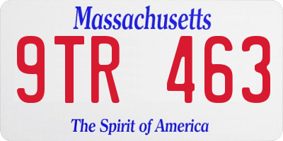 MA license plate 9TR463