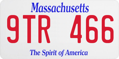 MA license plate 9TR466