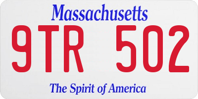 MA license plate 9TR502