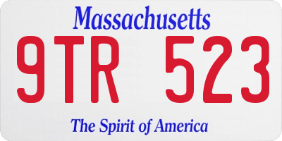 MA license plate 9TR523