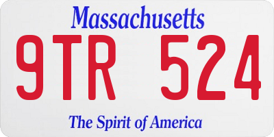 MA license plate 9TR524